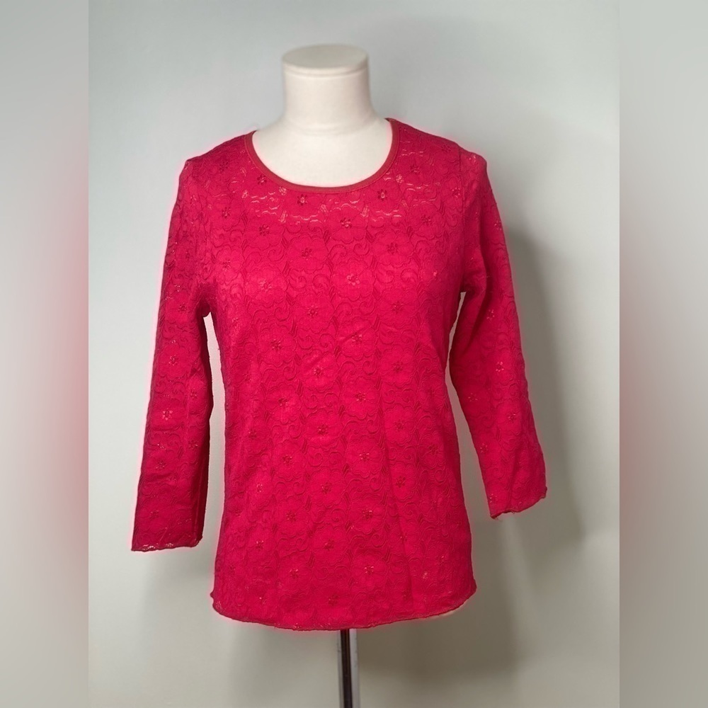 𝅺B. Moss Lace 3/4 Sleeve Shirt w/ lining tank top.